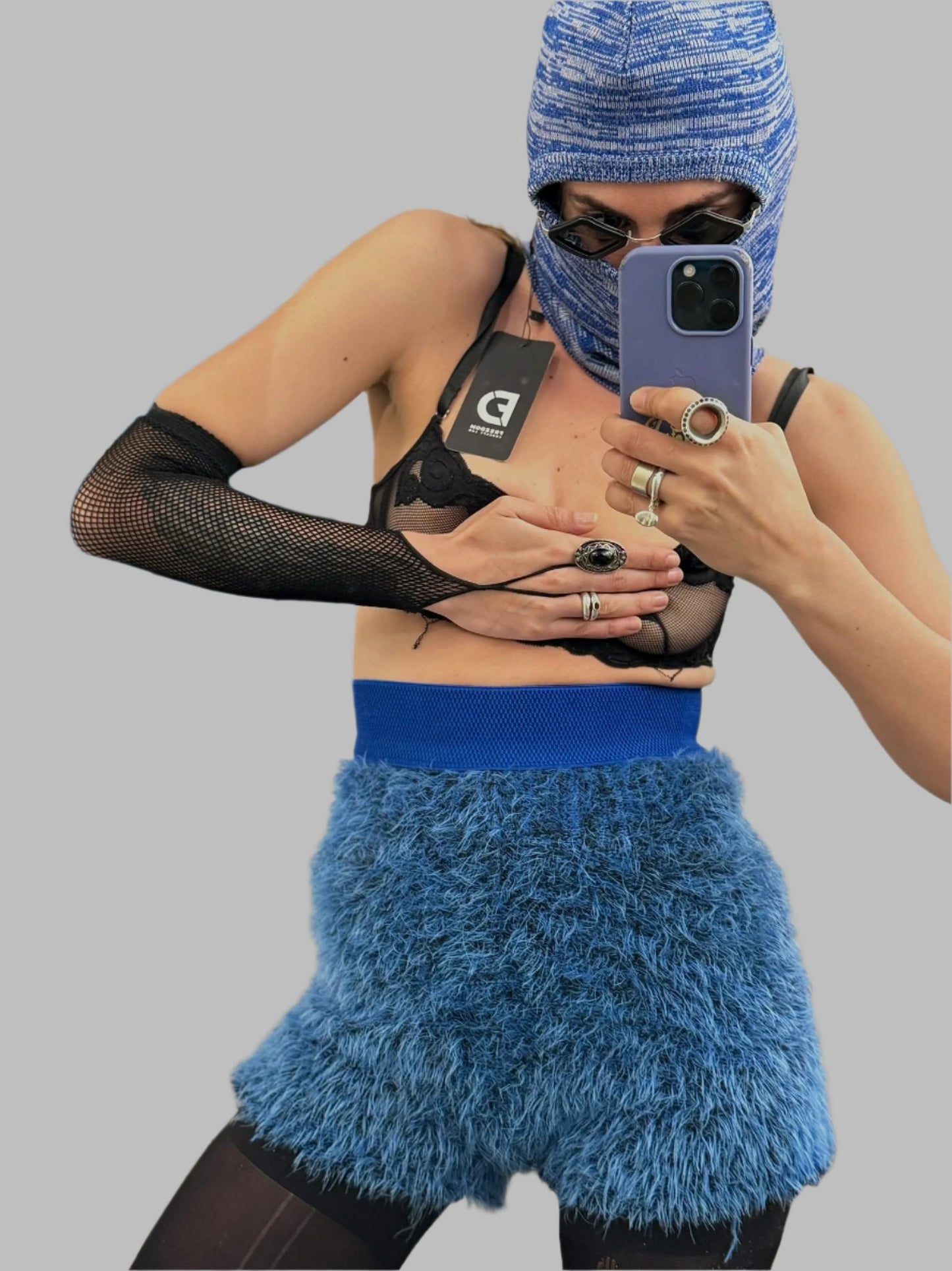 Upcycle "Blue Fluffy shorts"