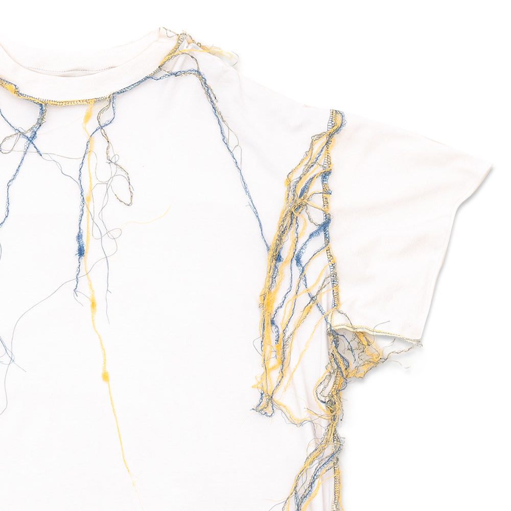 Upcycle T-shirt "MDXB BLOODY" BLUE YELLOW