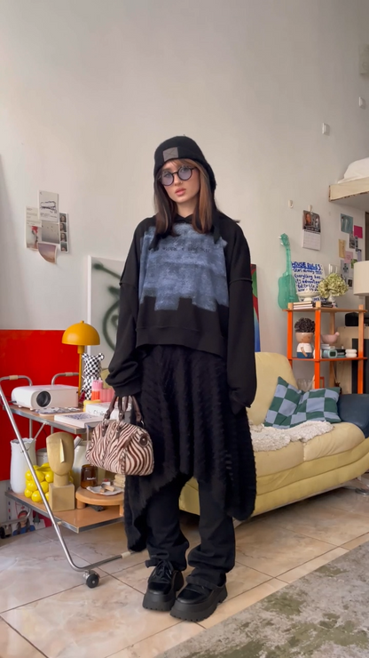 Upcycle skirt/dress "BLACK FLUFFY OXFORD"