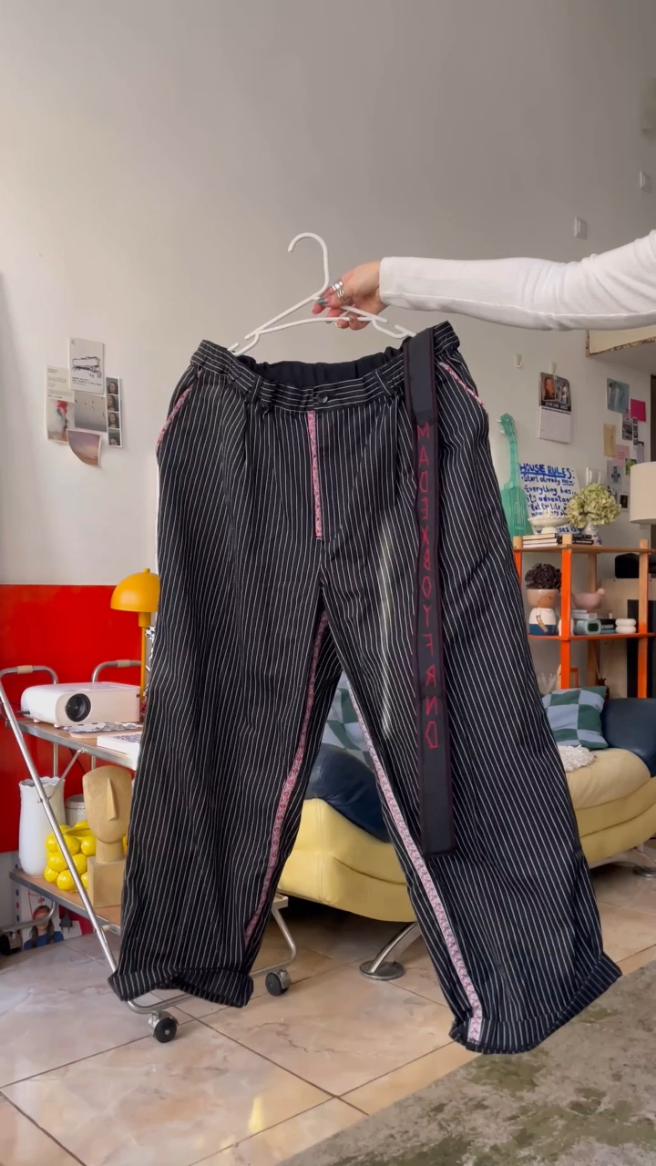 Upcycle pants "FOLK STRIPED"