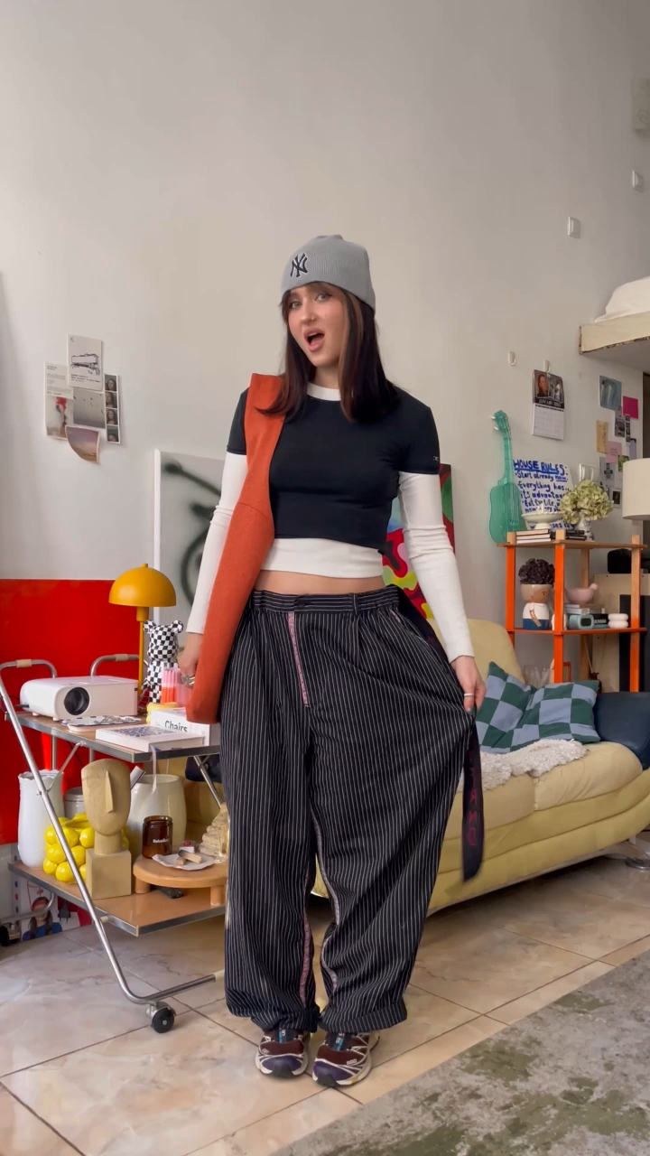 Upcycle pants "FOLK STRIPED"