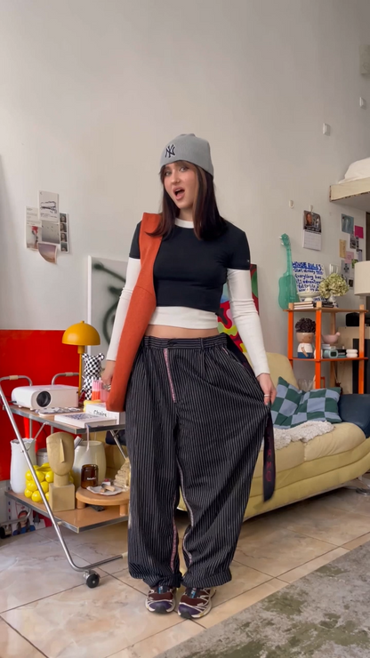 Upcycle pants "FOLK STRIPED"