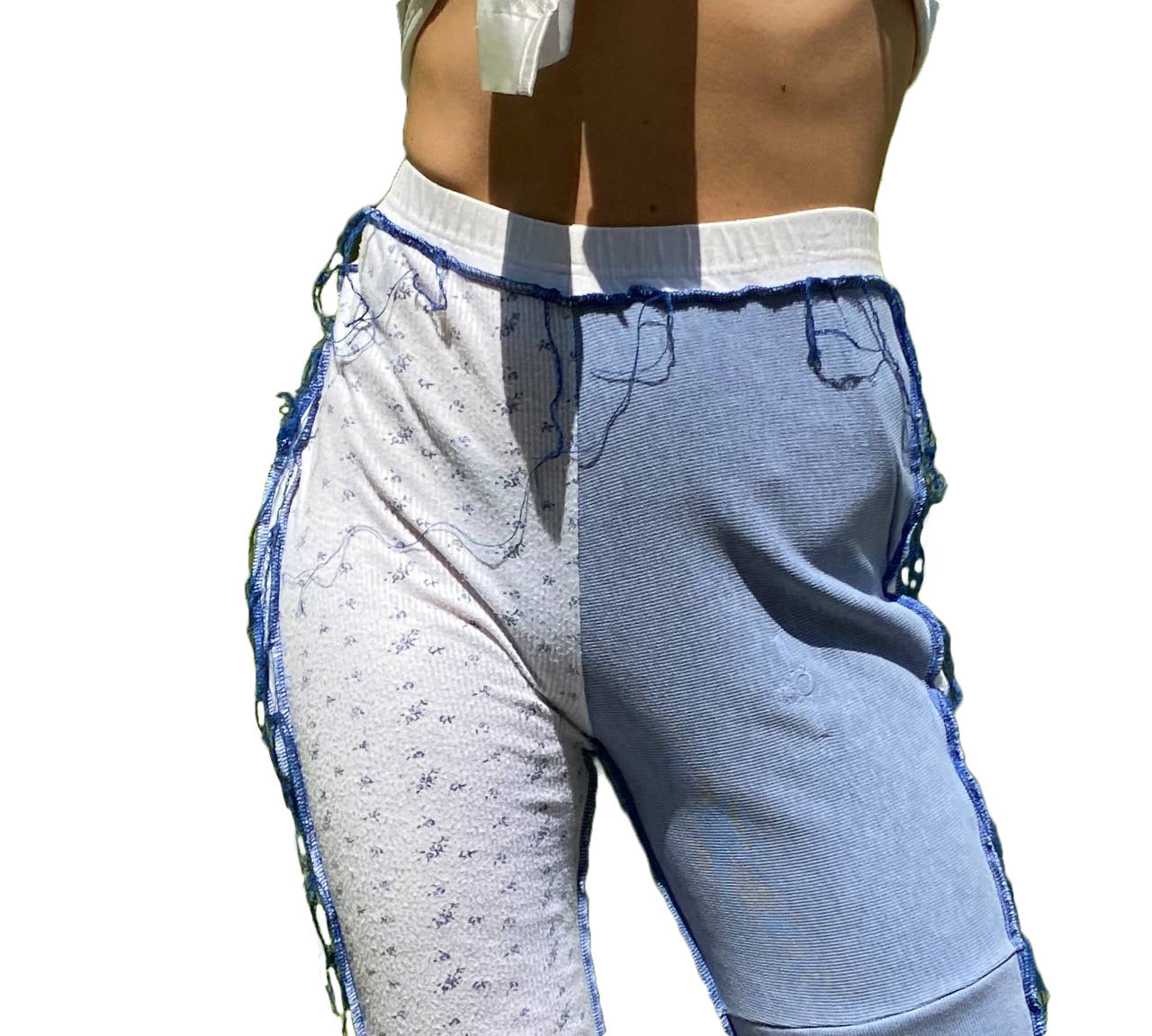 Upcycled Periwinkle Pants with fringe