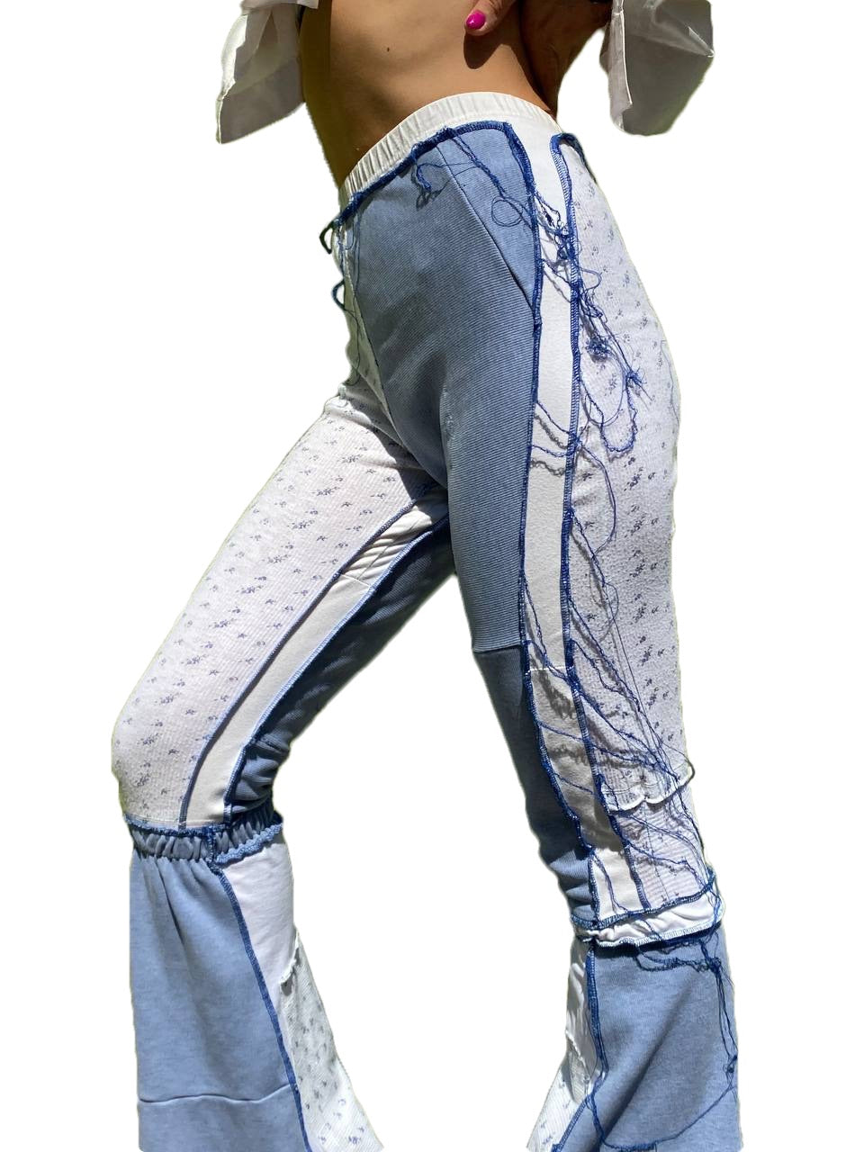 Upcycled Periwinkle Pants with fringe