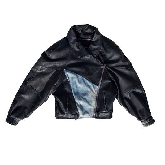 Upcycled Bomber Jacket "Black Moto"